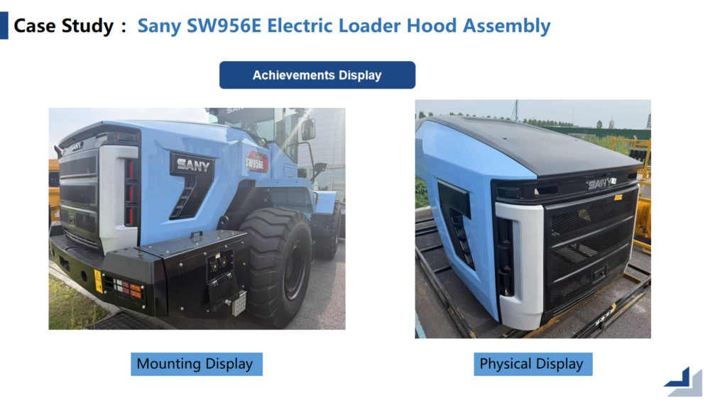 Exteriors, hoods, wheel housings, tool boxes and fenders for engineering machinery and equipment such as loaders, excavators, cranes, road rollers and motor graders.